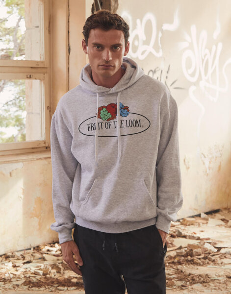 Vintage Hooded Sweat Classic Large Logo Print Fruit of the Loom Vintage Collection 012208A